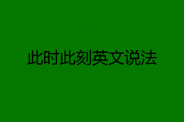 此时此刻英文说法