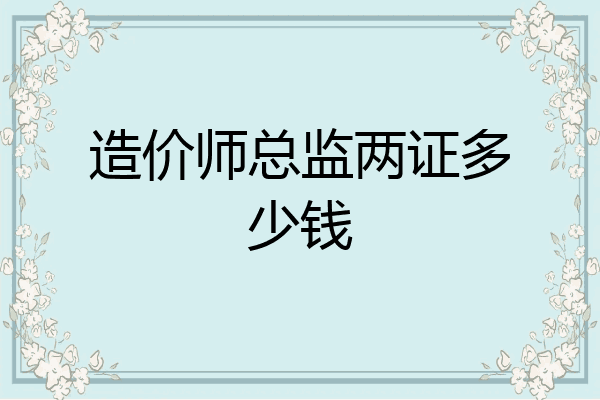 造价师总监两证多少钱