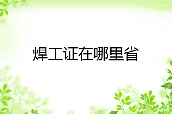 焊工证在哪里省