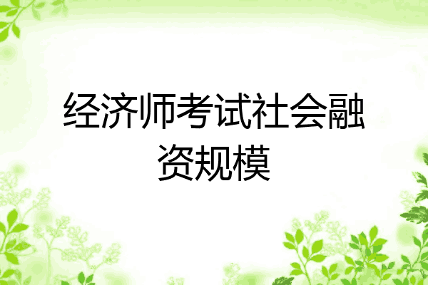 经济师考试社会融资规模
