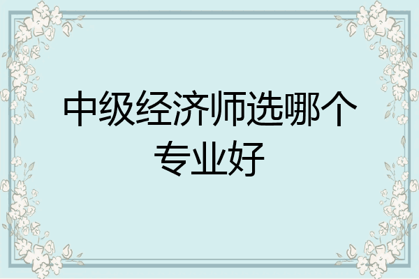 中级经济师选哪个专业好