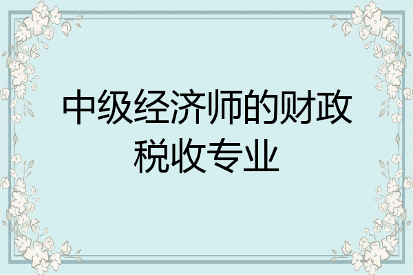 中级经济师的财政税收专业