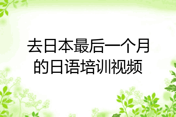 去日本最后一个月的日语培训视频