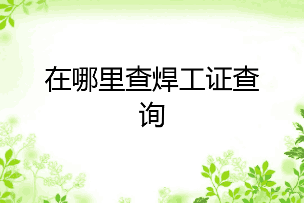 在哪里查焊工证查询