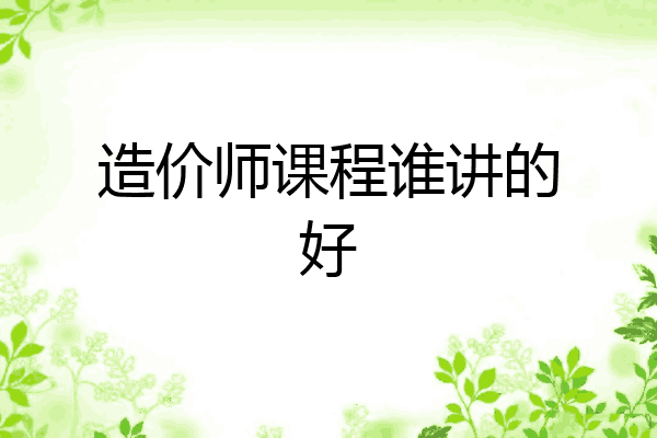 造价师课程谁讲的好