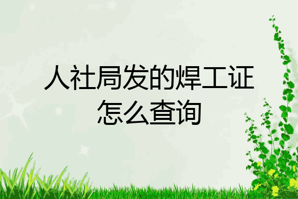 人社局发的焊工证怎么查询