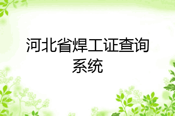 河北省焊工证查询系统