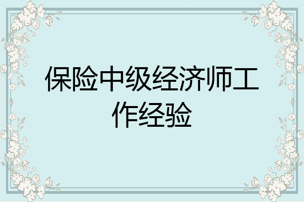 保险中级经济师工作经验
