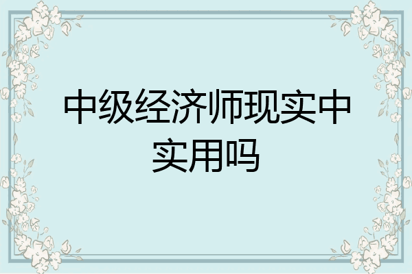 中级经济师现实中实用吗