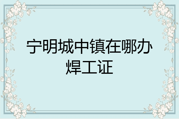 宁明城中镇在哪办焊工证
