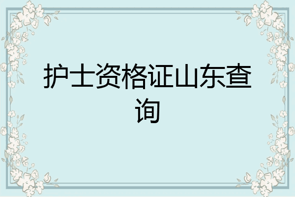 护士资格证山东查询