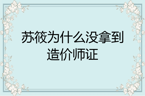 苏筱为什么没拿到造价师证