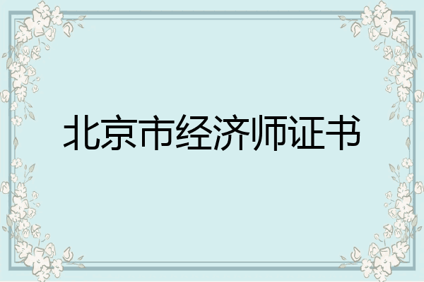 北京市经济师证书