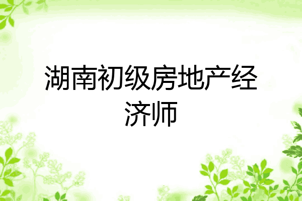 湖南初级房地产经济师