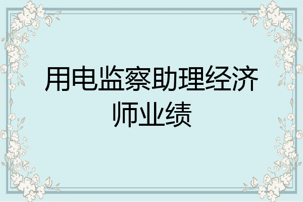 用电监察助理经济师业绩