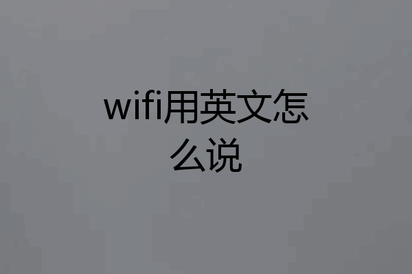 wifi用英文怎么说