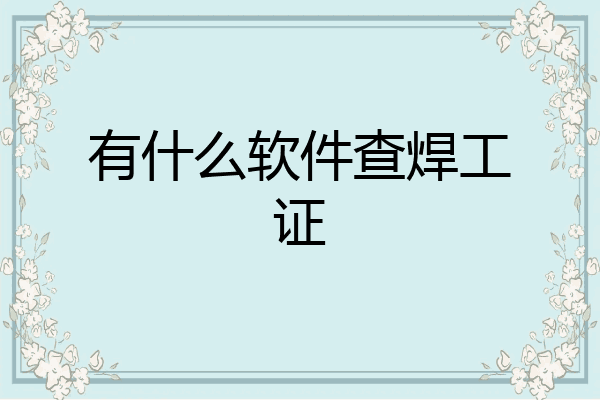 有什么软件查焊工证