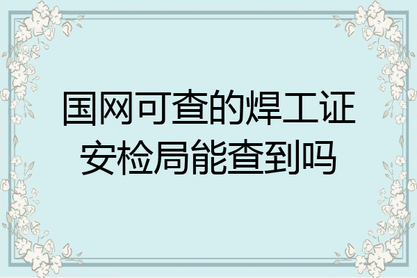 国网可查的焊工证安检局能查到吗
