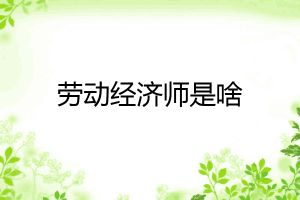 劳动经济师是啥