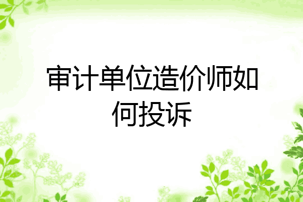 审计单位造价师如何投诉