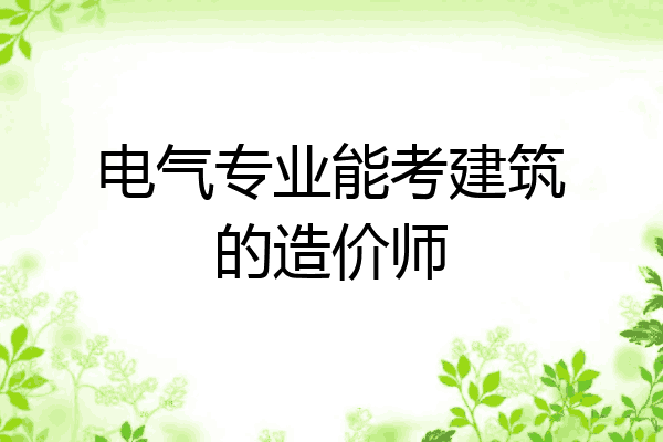 电气专业能考建筑的造价师