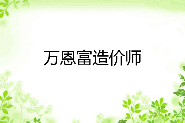 万恩富造价师