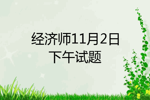 经济师11月2日下午试题