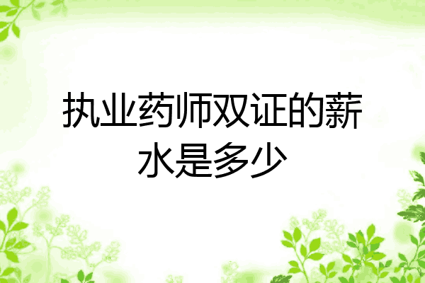 执业药师双证的薪水是多少