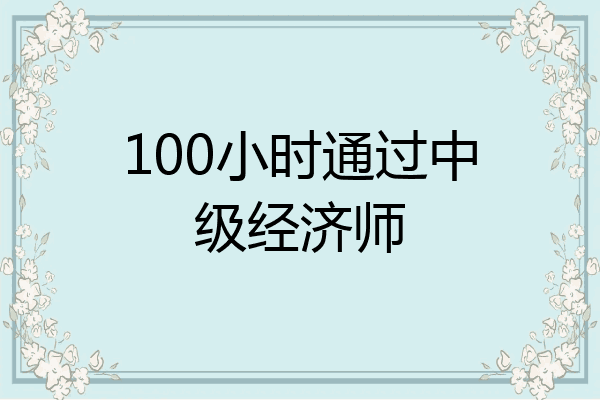 100小时通过中级经济师