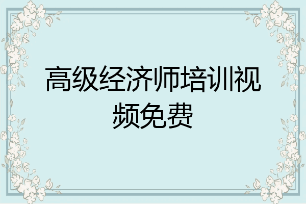 高级经济师培训视频免费