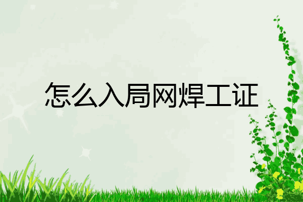 怎么入局网焊工证