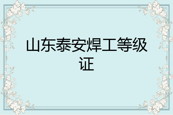 山东泰安焊工等级证