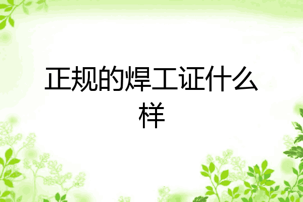 正规的焊工证什么样