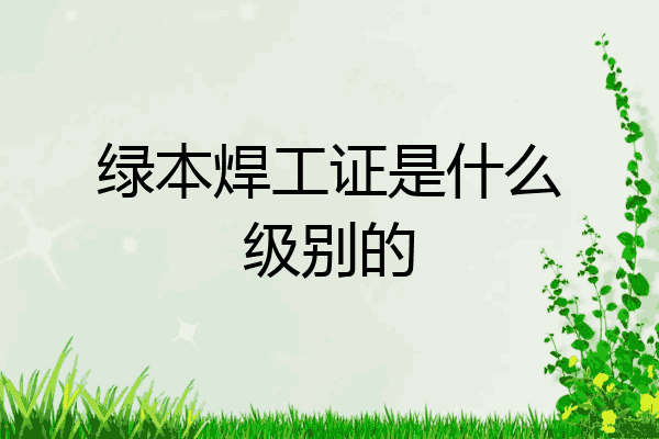 绿本焊工证是什么级别的