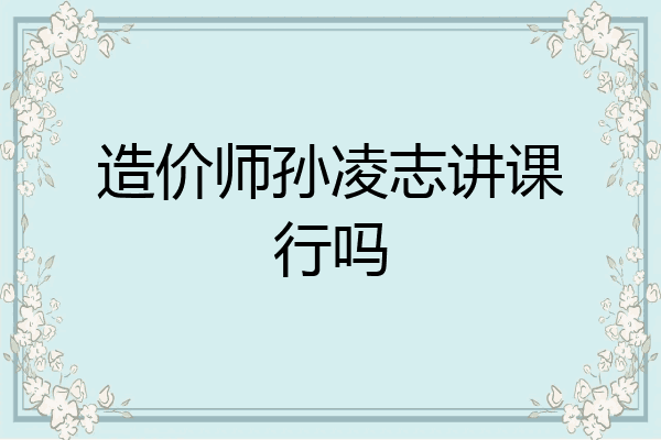 造价师孙凌志讲课行吗