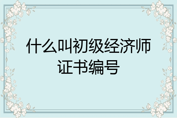 什么叫初级经济师证书编号