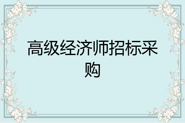 高级经济师招标采购