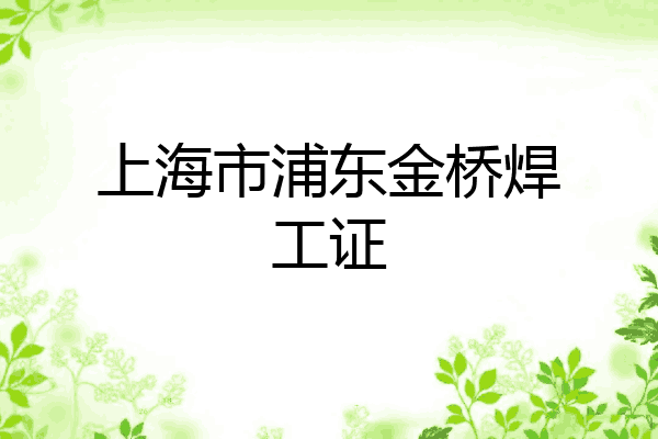 上海市浦东金桥焊工证