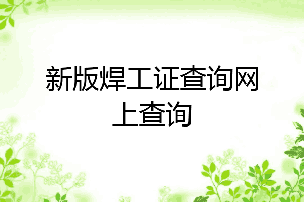 新版焊工证查询网上查询
