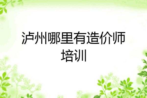 泸州哪里有造价师培训