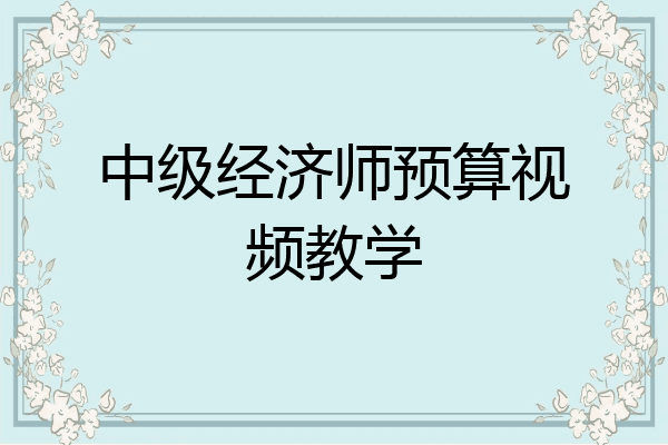 中级经济师预算视频教学