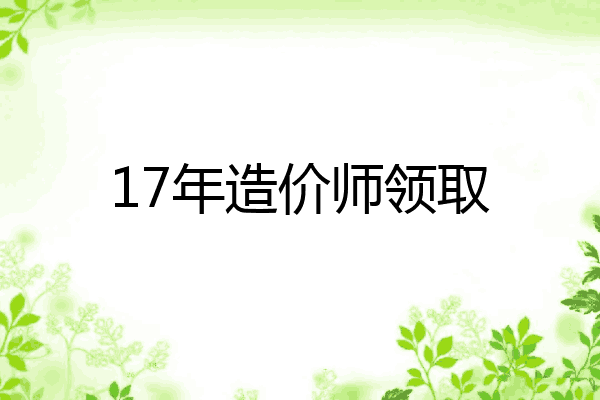 17年造价师领取