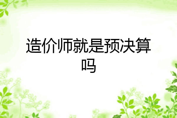造价师就是预决算吗