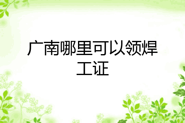 广南哪里可以领焊工证