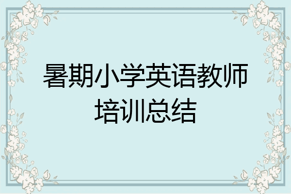 暑期小学英语教师培训总结