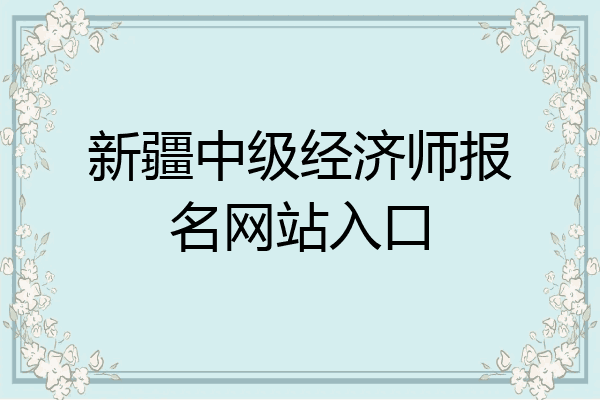新疆中级经济师报名网站入口