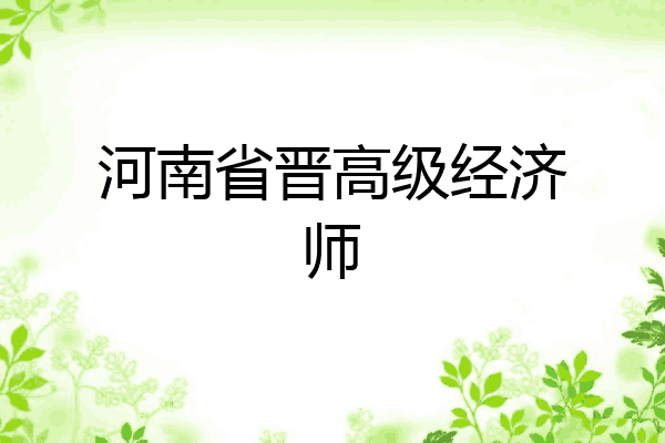 河南省晋高级经济师