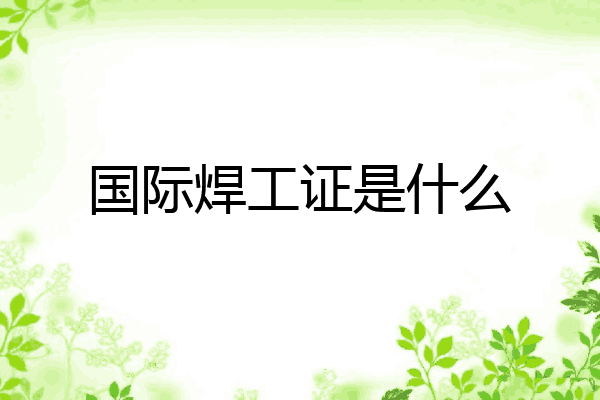 国际焊工证是什么