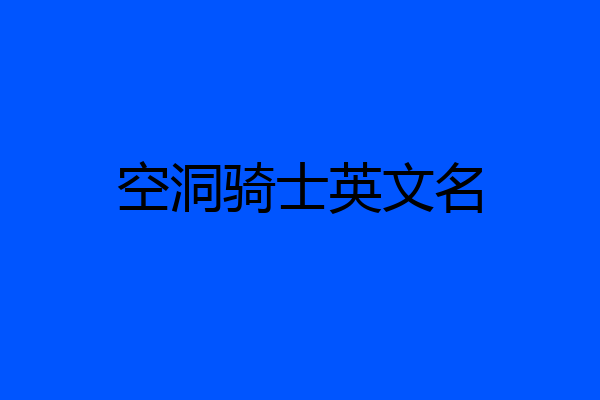 空洞骑士英文名