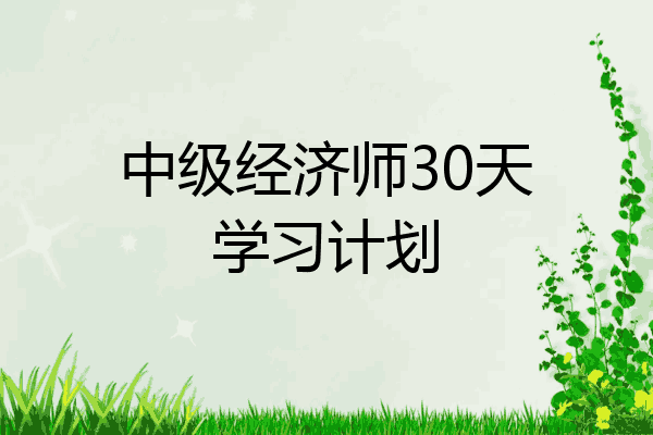 中级经济师30天学习计划